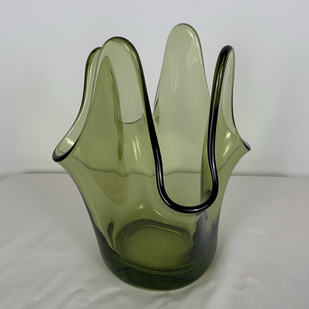 Viking Epic Candle Vase Green Smoke Four Fingers Swung Handkerchief 8.5” Tall